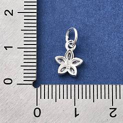 スターリングシルバーのクリアキュービックジルコニアフラワーチャーム925個  丸カンとスタンプ925個付き  銀  10x8x2mm  穴：3.5mm&nbsp;STER-A048-02B-S