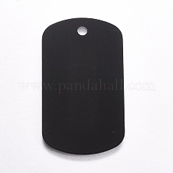 アルミペンダント  ペットタグ  長方形  ブラック  50x29x1mm  穴：3.5mm&nbsp;ALUM-WH0007-03C