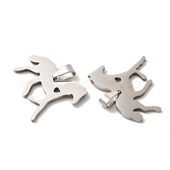 変色しない201ステンレススチールペンダント  馬のチャーム  ステンレス鋼色  21.5x26x1.5mm  穴：6.5x3mm&nbsp;STAS-K251-004
