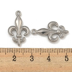 変色しない304ステンレススチールペンダント  フルール・ド・リスのチャーム  ステンレス鋼色  22x13x2mm  穴：1.5mm&nbsp;STAS-I307-560P