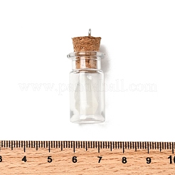 ハロウィーンのガラスの願い事ボトルペンダント  幽霊の柱  樹脂と鉄のループ付き  透明  38x15mm  穴：2mm&nbsp;IFIN-P041-02P-01