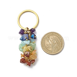 Chakra Theme Natural Gemstone Chip Bead Keychain&nbsp;KEYC-JKC00416-01