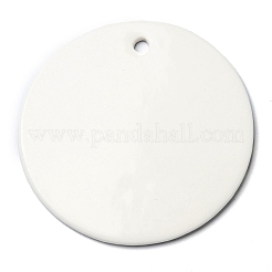 クリスマス手作りプリント磁器ビッグペンダント  フラットラウンドのチャーム  雪だるま  76x3.5mm  穴：5mm&nbsp;PORC-F009-05