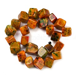 染め加工天然石瑪瑙ビーズ連売り  菱形  ダークオレンジ  15~18x15~19x10~12mm  穴：1.2mm  約25個/連  14.37''~14.72''（36.5~37.4センチメートル）&nbsp;G-U029-D01