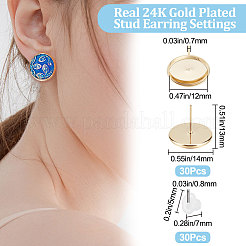30Pcs Brass Stud Earring Settings&nbsp;KK-BBC0007-42