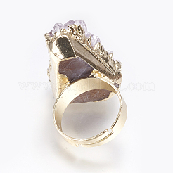 Adjustable Druzy Crystal Finger Rings&nbsp;RJEW-L082-01G