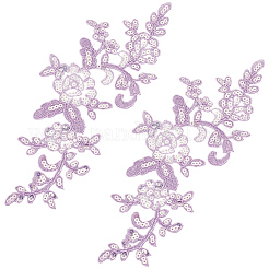 4 Pairs Polyester with Sequin Embroidery Lace Appliques&nbsp;DIY-GF0013-81A