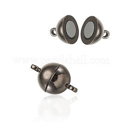 真鍮製マグネットクラスプ  ラウンド  ガンメタ色  16x10mm  穴：1.2mm&nbsp;KK-TA0007-34B