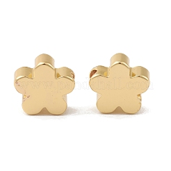ラックメッキ真鍮製ビーズ  カドミウムフリー＆鉛フリー  長持ちメッキ  花  18KGP本金メッキ  8x8x3mm  穴：1.6mm&nbsp;KK-G452-35G