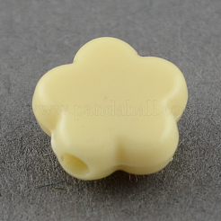不透明なアクリルビーズ  花ビーズ  シャンパンイエロー  9x9.5x4mm  穴：2mm  約2270個/500g&nbsp;SACR-R796-02