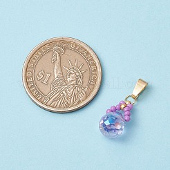 ガラスシードビーズペンダント  ガラスビーズと304ステンレススチールの留め具付き  ティアドロップ  ミディアム蘭  15x10mm  穴：6x3mm&nbsp;PALLOY-MZ00590-05