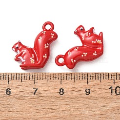 プリント合金ペンダント  リスのチャーム  ラックめっき  カドミウムフリー＆鉛フリー  レッド  19x18x5mm  穴：2mm&nbsp;AL-CBA7256-23B-G