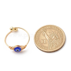 10Pcs 10 Style Resin & Lampwork Evil Eye Beaded Finger Rings&nbsp;RJEW-JR00478