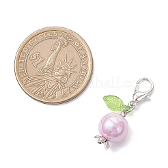 ラウンドアクリルペンダント装飾  合金製カニカン付き  プラチナ  28.5mm&nbsp;HJEW-JM04279-02