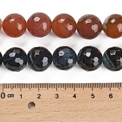 天然バンド /縞aビーズ連売り  染め＆加熱  ラウンド  多面カット  ミックスカラー  13.5~14mm  穴：1.4mm  約28~29個/連  15.16インチ（38.5cm）&nbsp;G-L595-A05-02