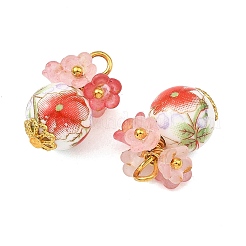 Printed Handmade Porcelain Beads Pendants&nbsp;PALLOY-JF05907-01