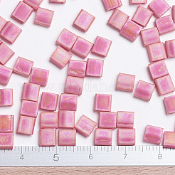 MIYUKIティラビーズ  日本製シードビーズ  2穴  （tl408fr）マットな不透明な赤ab  5x5x1.9mm  穴：0.8mm  約5900個/500g&nbsp;SEED-MY05-TL408FR