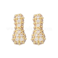 Brass Micro Pave Cubic Zirconia Stud Earrings&nbsp;EJEW-Z091-04G-I