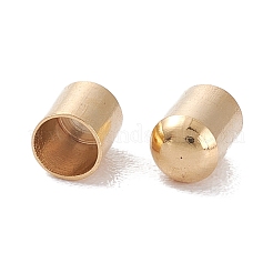 真鍮製コードエンドパーツ  カドミウムフリー＆鉛フリー  エンドキャップ  長持ちメッキ  コラム  24KGP本金メッキ  5x4mm  内径：3mm&nbsp;X-KK-D002-04G