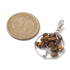 Tree of Life Wire Wrapped Natural Mixed Gemstone Pendant Decorations&nbsp;HJEW-JM01876