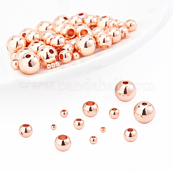 96Pcs 6 Style Round Brass Beads&nbsp;KK-BC0007-47B