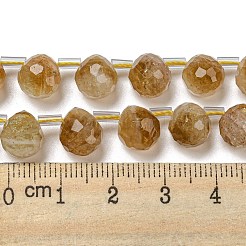 天然シトリン（加熱）ビーズ連売り  多面カット  トップ掘削  ティアドロップ  10x8mm  穴：1mm  約38個/連  15.55~16.142''（39.5~41センチメートル）&nbsp;G-H297-B10-02