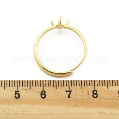 フラットラウンドい真鍮の調節可能なリングセッティング  片穴ビーズ  ゴールドカラー  6mm  内径：18.8mm  トレイ：4.5mm  ピン：4x1mm&nbsp;LS-KK-G527-01B-G