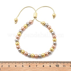 Long-Lasting Plated Brass Beads Slider Bracelets for Women&nbsp;BJEW-K268-03