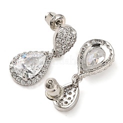 Rack Plating Brass Micro Pave Cubic Zirconia Dangle Stud Earrings&nbsp;EJEW-I304-18P-03
