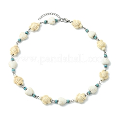 Ocean Dyed Synthetic Turquoise Turtle and Heart Beaded Necklaces for Women&nbsp;NJEW-JN06227-02