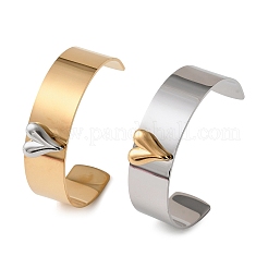 ツートンカラーの304ステンレススチール製カフバングル  女性用プレーンバングル  ハート  18KGP本金メッキ  内径：2.44インチ（6.2cm）&nbsp;BJEW-D465-05A-GP