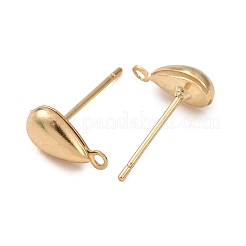 真鍮製スタッドピアスパーツ  ティアドロップ  カドミウムフリー＆鉛フリー  カン付き  24KGP本金メッキ  9.5x5mm  穴：1mm  ピン：12x0.8mm&nbsp;KK-F824-004G-A