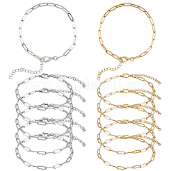 12Pcs 2 Colors 304 Stainless Steel Paperclip Chains Bracelets for Men Women&nbsp;BJEW-SC0001-63
