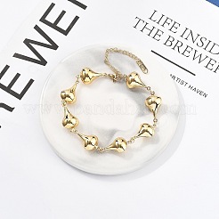 女性用304ステンレススチールリンクチェーンブレスレット  イオンプレーティング（ip）メッキ  ティアドロップ  7-5/8インチ（19.5cm）  リンク：23x13.5x3.5mm&nbsp;BJEW-U021-08G-02