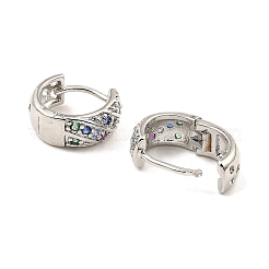 Brass with Colorful Cubic Zirconia Thick Hoop Earrings&nbsp;EJEW-D078-28P
