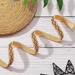 ポリエステル編組レースリボン  ひし形模様の装飾的な刺繍アップリケ  家の装飾のためのDIYソーイングクラフト  ダークカーキ  1/2インチ（14mm）  15メートル/カードについて&nbsp;SRIB-WH0006-24C