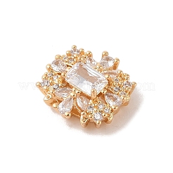 Brass Micro Pave Cubic Zirconia Beads with Glass&nbsp;KK-B100-075G
