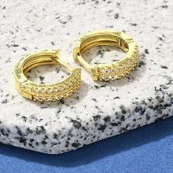 真鍮クリアキュービックジルコニアフープピアス  18KGP本金メッキ  15x4mm&nbsp;LS-EJEW-M047-20G