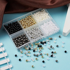 DIYラウンドビーズDIYメイキングファインディングキット  ABSプラスチックビーズを含む  アイアン製スペーサービーズ  ミックスカラー  4mm  穴：1.4~1.6mm  850~900個/セット&nbsp;DIY-YW0005-02