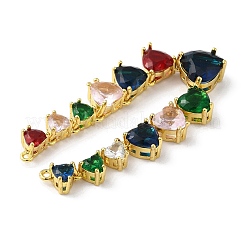Rack Plating Brass Glass Connector Charms&nbsp;KK-F854-15G