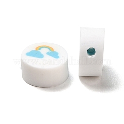 手作り樹脂粘土ビーズ  天気模様とフラットラウンド  雪  9.5~10x4.5~5mm  穴：1.6~1.8mm&nbsp;X1-CLAY-B003-14