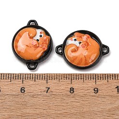 焼き付け塗装合金コインコネクターチャーム  猫の形のチャーム  ブラック  チョコレート  27x22.5x4mm  穴：1.5x2.3mm&nbsp;PALLOY-A040-05A