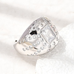 Brass Micro Pave Cubic Zirconia Cuff Open Rings for Women&nbsp;RJEW-L343-03P-02