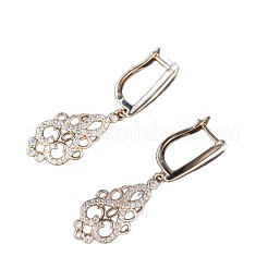 Brass Pave Clear Cubic Zirconia Hoop Earrings&nbsp;FS-WGFC578-01