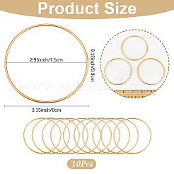 羽根付きDIY編みネット/ウェブ用鉄リング10個  マクラメと結び目  ライトゴールド  80x3mm  内径：75mm&nbsp;IFIN-SP0001-56B-KCG