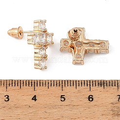 真鍮とラインストーンのスタッドピアス  クロス  ゴールドカラー  17.5x14mm&nbsp;RB-Z001-02G