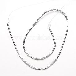 電気メッキ非磁性合成ヘマタイトビーズ連売り  チューブ  プラチナメッキ  8x2mm  穴：1mm  約51個/連  15.7インチ&nbsp;G-F300-37B-01