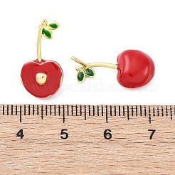 Cherry Brass Enamel Stud Earrings for Women&nbsp;EJEW-G425-02G