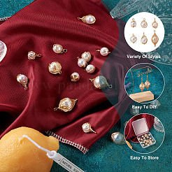 24Pcs 6 Style ABS Plastic Imitation Pearl Wire Wrapped Pendants&nbsp;KK-SW0001-07