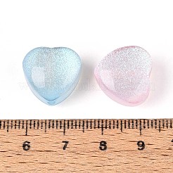 透明樹脂ビーズ  ハート  グリッターパウダー付き  ミックスカラー  15x15.5x10.5mm  穴：1.8~2mm&nbsp;RESI-N048-11